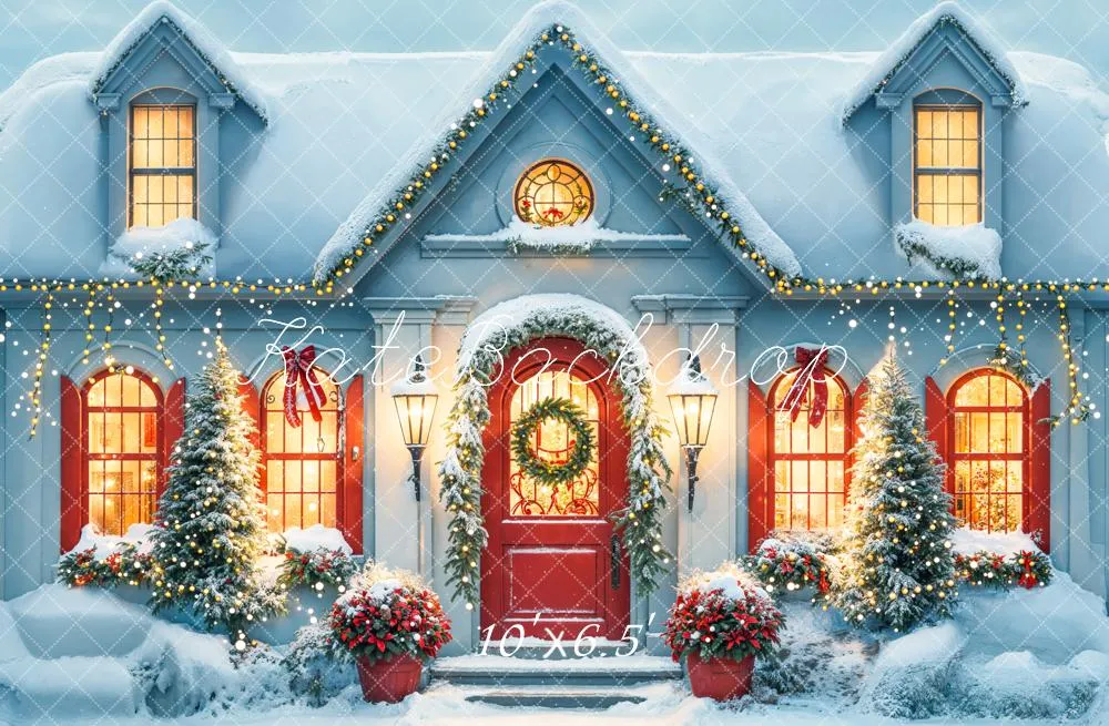 Kate Christmas Snow White House Evening Backdrop Designed by Emetselch
