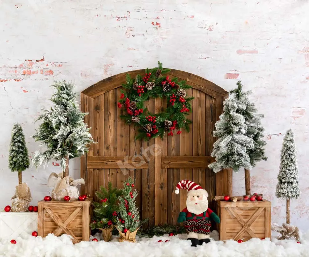 Kate Christmas Tree Snow Barn Door Backdrop Designed by Emetselch