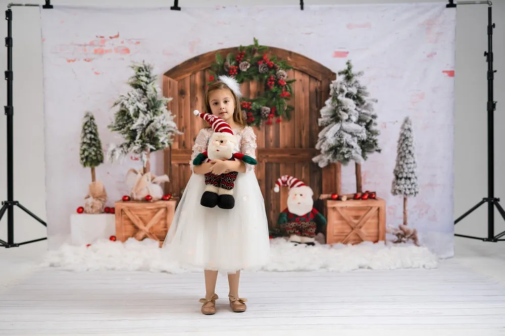 Kate Christmas Tree Snow Barn Door Backdrop Designed by Emetselch