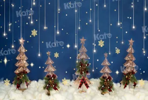 Kate Christmas Tree Snow Star Cloud Blue Backdrop Designed by Emetselch