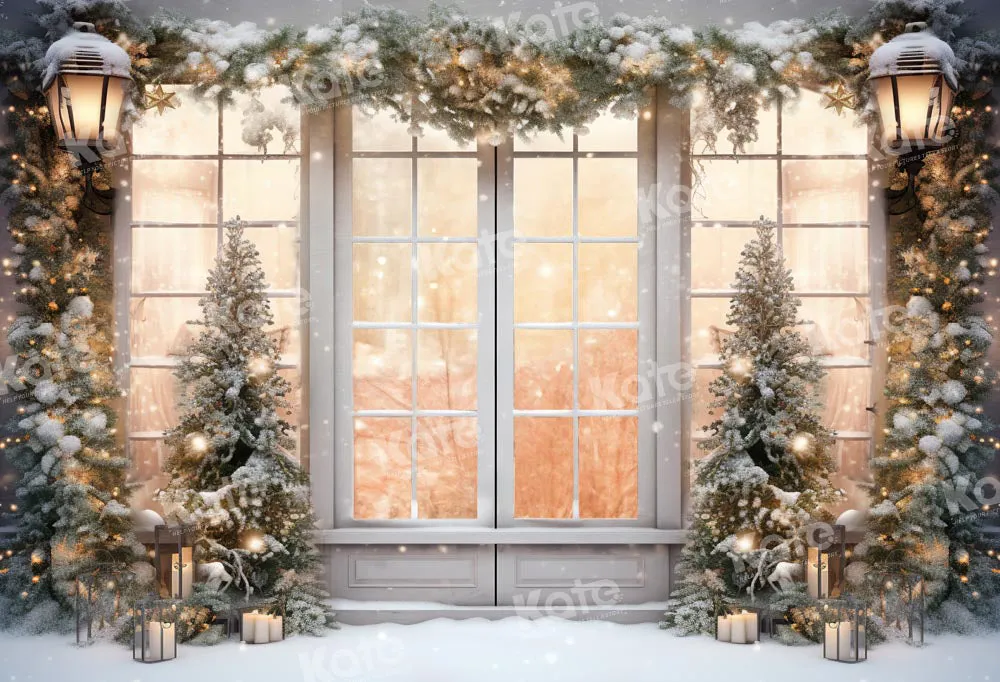 Kate Christmas White Window Snow Backdrop Designed by Chain Photography