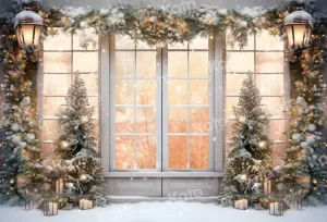Kate Christmas White Window Snow Backdrop Designed by Chain Photography