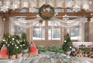 Kate Christmas Window Snow Backdrop for Photography