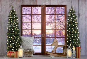 Kate Christmas Winter Snow Grain Backdrop Designed by Emetselch
