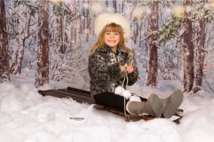 Kate Christmas Winter Snow Tree With Lights Backdrop for Photography Designed by JFCC
