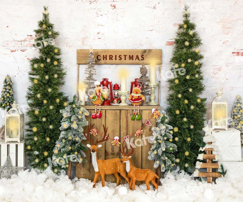 Kate Snow Christmas Tree Elk Winter Backdrop Designed by Emetselch