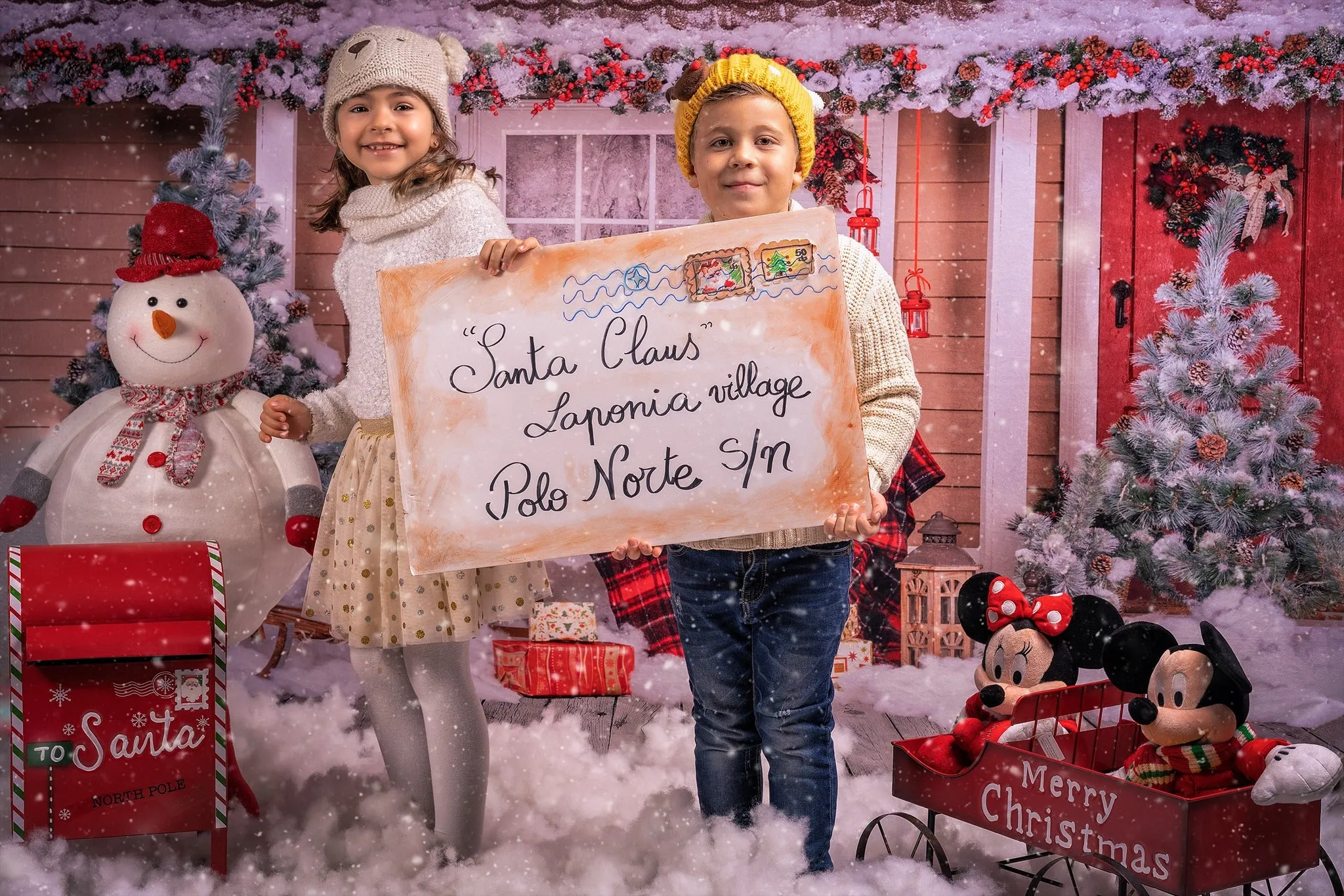 Kate Snow Outside House With Christmas Trees And Gifts for Photography