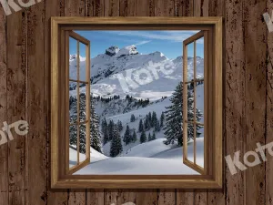 Kate Window Xmas Backdrop Snow Mountain Designed by Emetselch
