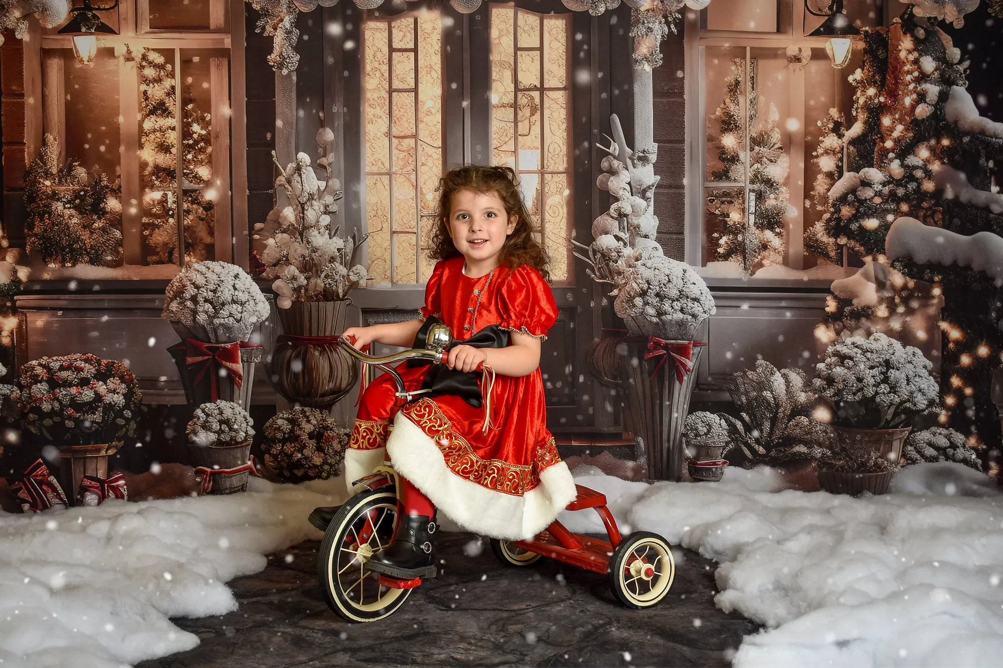 Kate Winter Christmas House Snow Light Backdrop Designed by Emetselch
