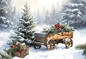 Kate Winter Christmas Snow Carriages Backdrop Designed by Emetselch