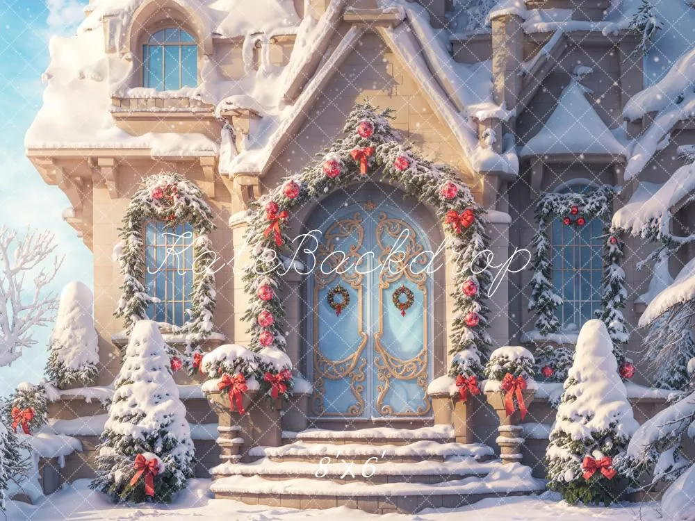 Kate Winter Fantasy Christmas Snow Cottage Backdrop Designed by Chain Photography