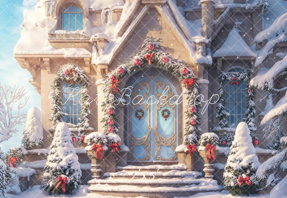 Kate Winter Fantasy Christmas Snow Cottage Backdrop Designed by Chain Photography