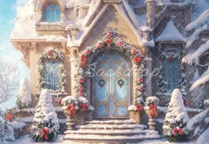 Kate Winter Fantasy Christmas Snow Cottage Backdrop Designed by Chain Photography