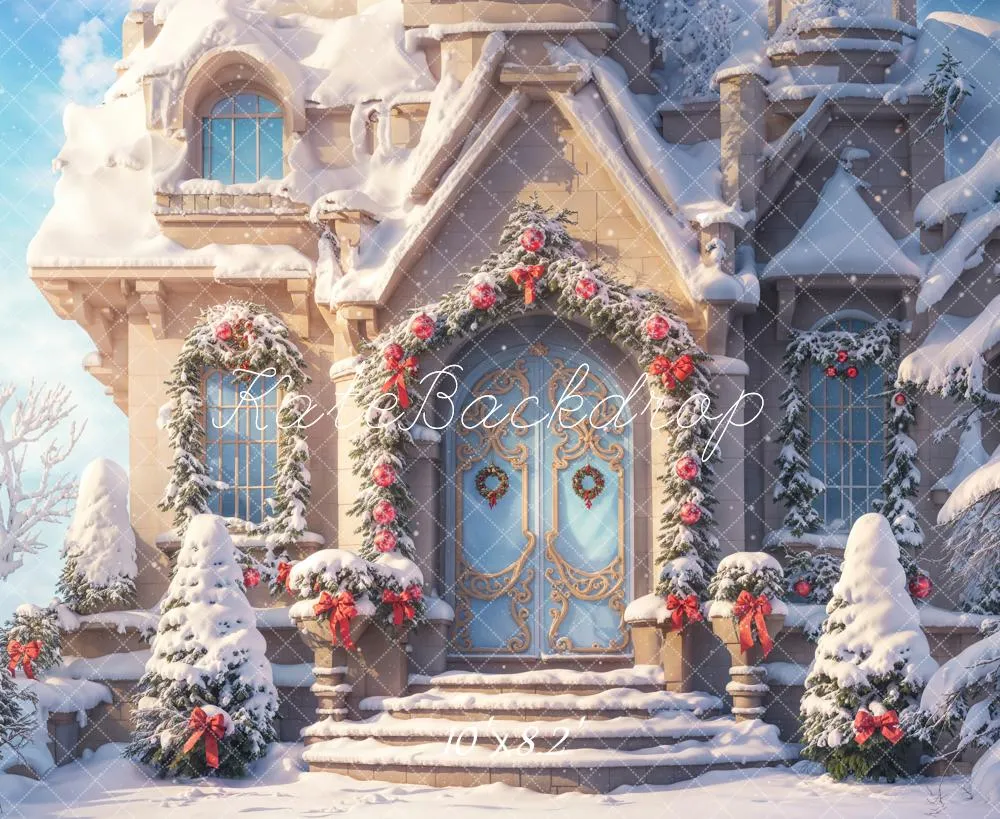 Kate Winter Fantasy Christmas Snow Cottage Backdrop Designed by Chain Photography