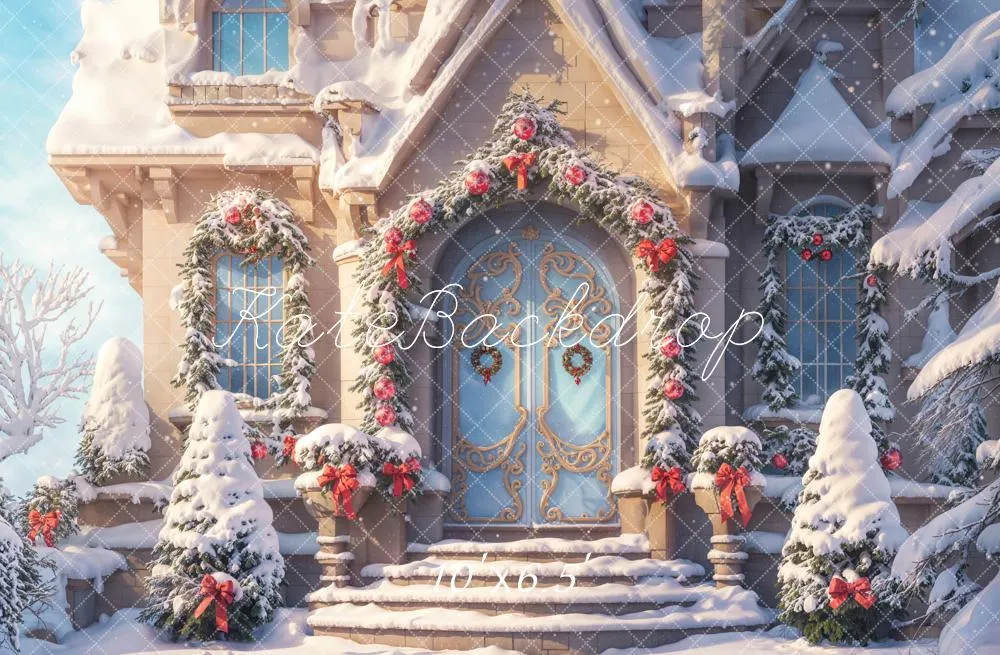 Kate Winter Fantasy Christmas Snow Cottage Backdrop Designed by Chain Photography