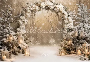 Kate Winter Floral Arch Snow Backdrop Designed by Emetselch