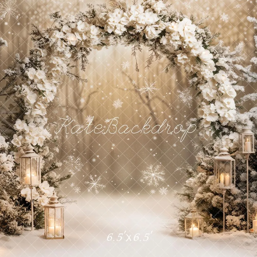 Kate Winter Floral Arch Snow Backdrop Designed by Emetselch