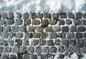 Kate Winter Snow Gray Cobblestone Floor Backdrop Designed by Mini MakeBelieve