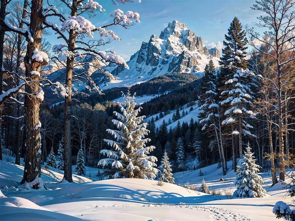 Kate Winter Snow Mountain Backdrop for Photography