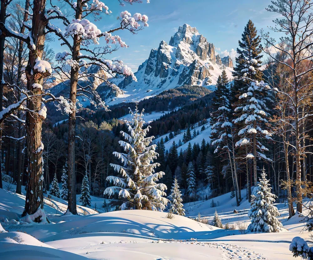 Kate Winter Snow Mountain Backdrop for Photography