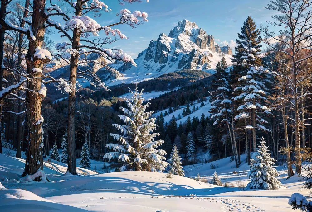Kate Winter Snow Mountain Backdrop for Photography