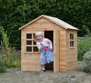 Kids Heavy Duty Beautifully Crafted Montessori Natural Fir Outdoor Wooden Playhouse | Wendy House | 18m 