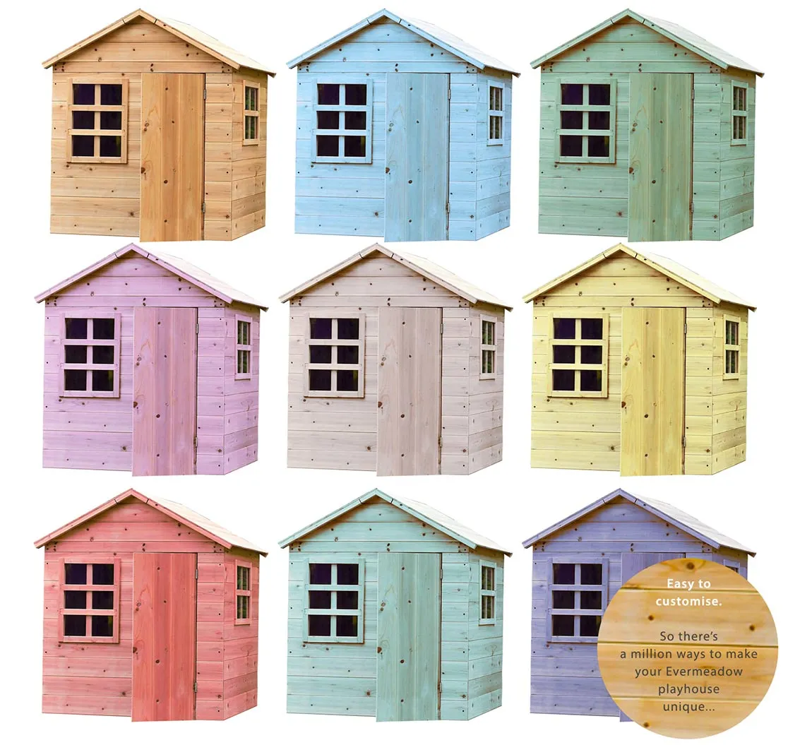 Kids Heavy Duty Beautifully Crafted Montessori Natural Fir Outdoor Wooden Playhouse | Wendy House | 18m 