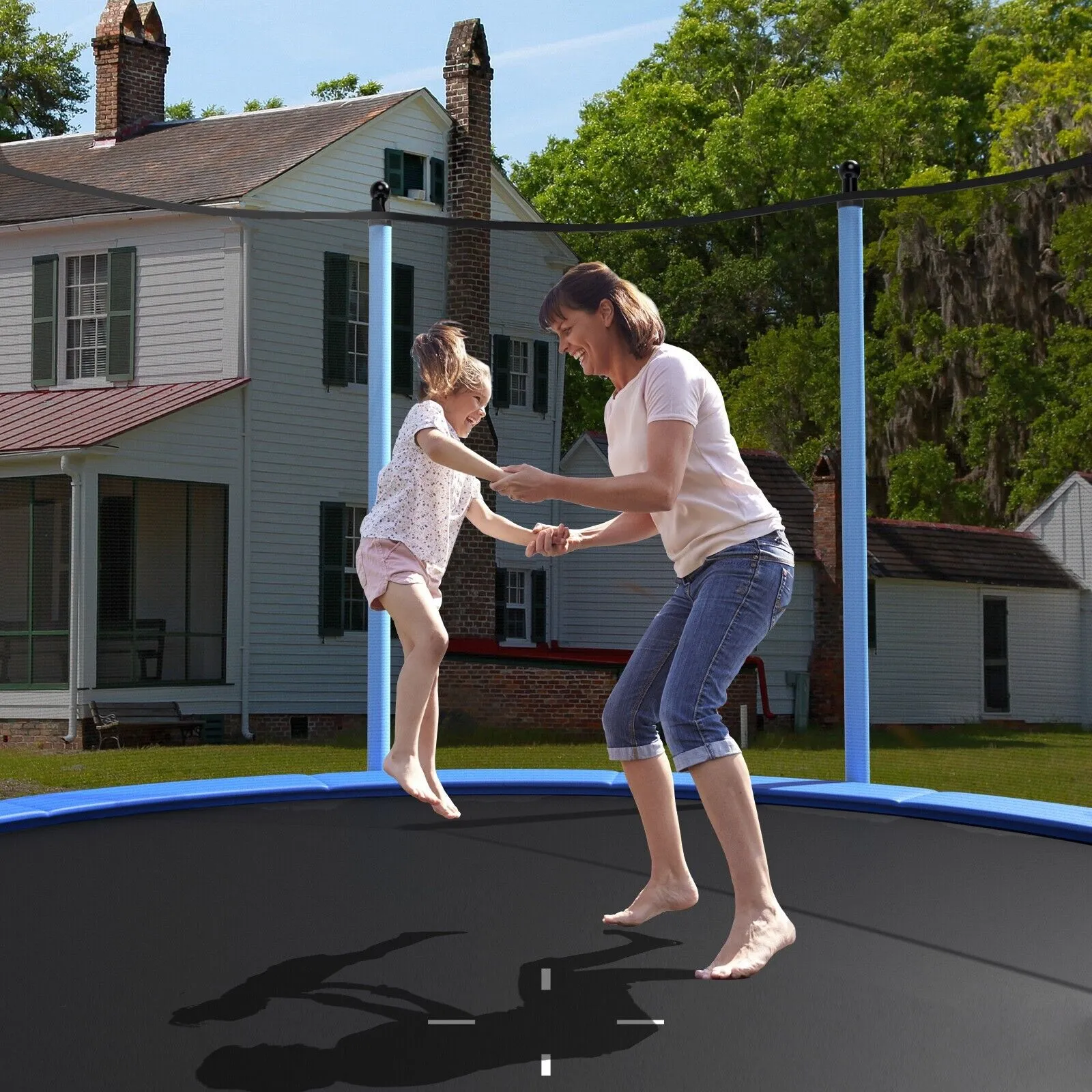 Large 8FT Children Trampolines Outdoor Garden Trampoline with Safety Enclosure Net