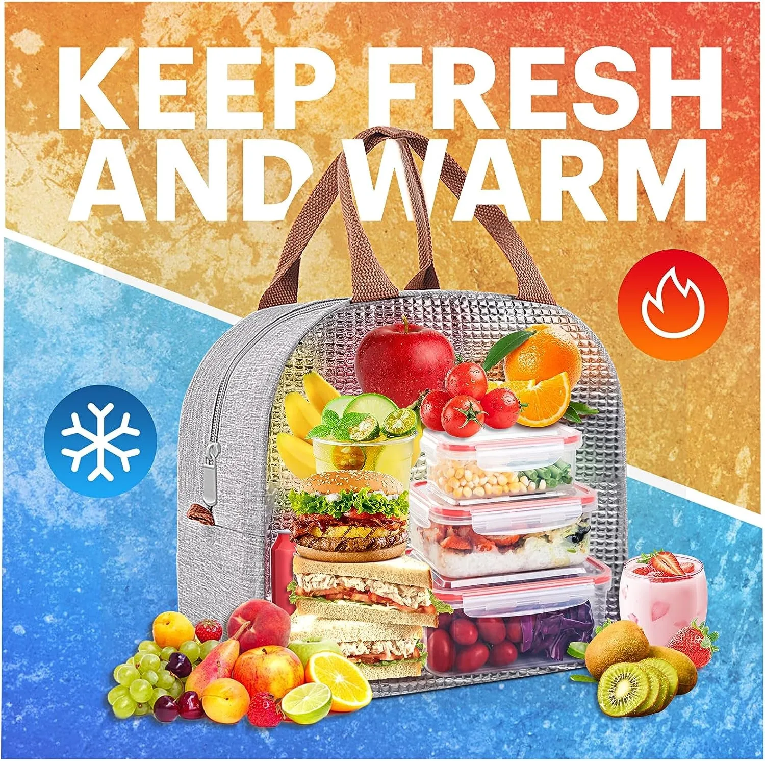 Leakproof Insulated Lunch Bag, Tote Cooler Lunch Bag for Work Travel Outdoor