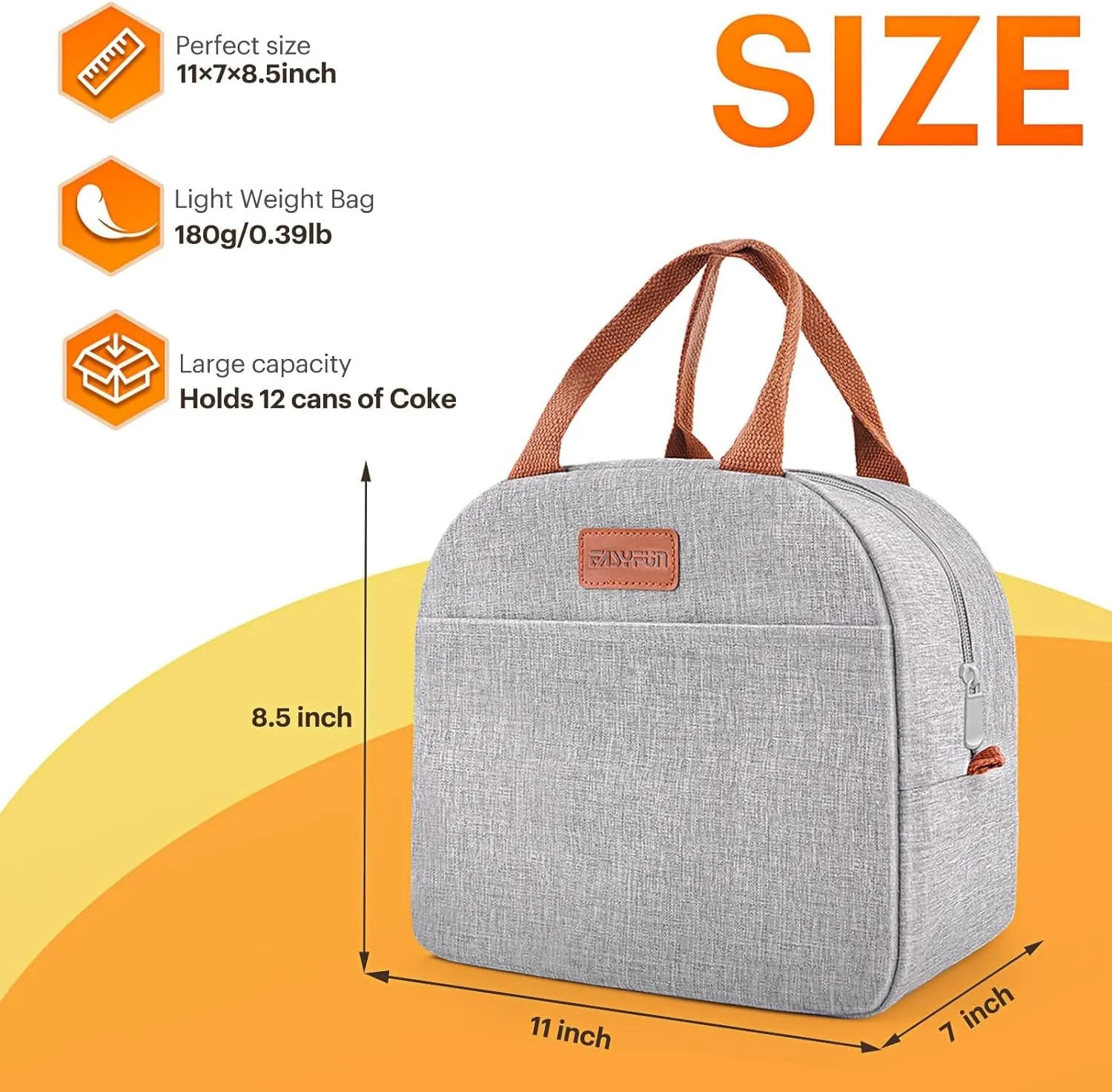 Leakproof Insulated Lunch Bag, Tote Cooler Lunch Bag for Work Travel Outdoor