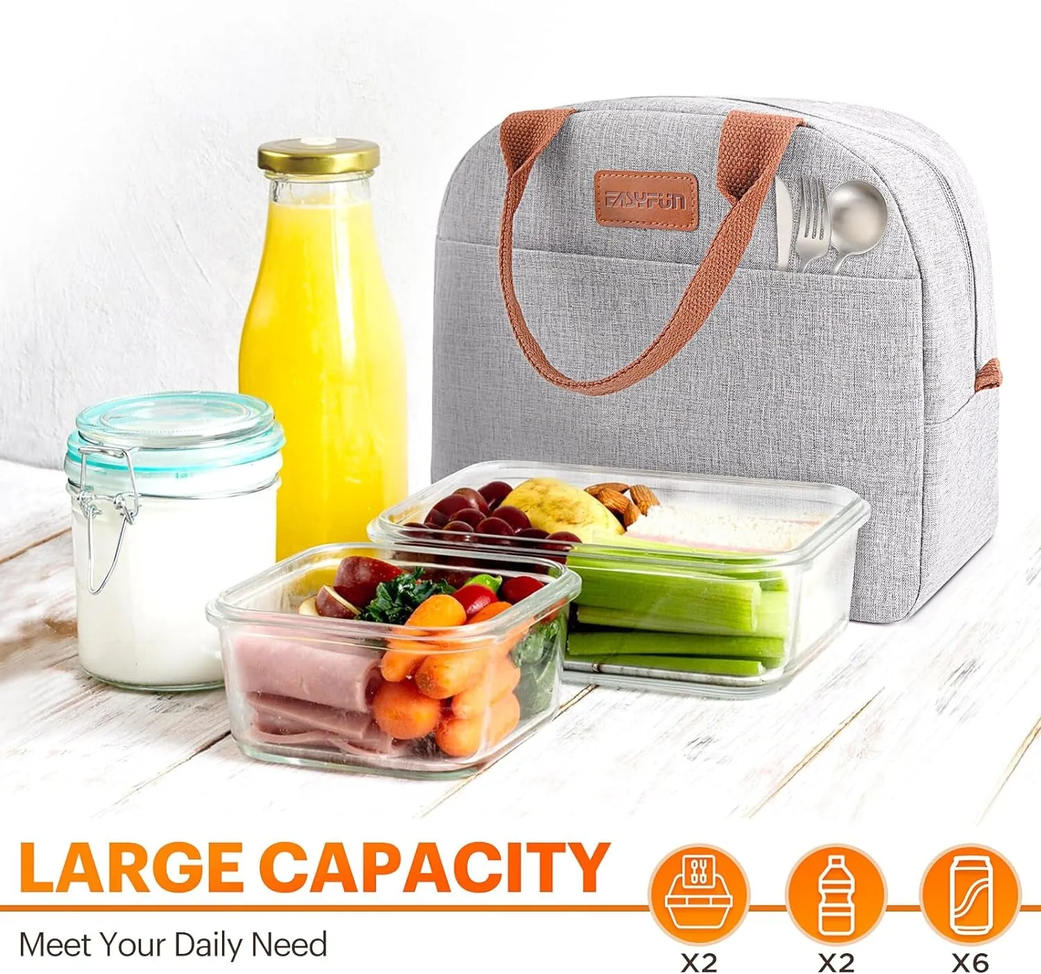 Leakproof Insulated Lunch Bag, Tote Cooler Lunch Bag for Work Travel Outdoor