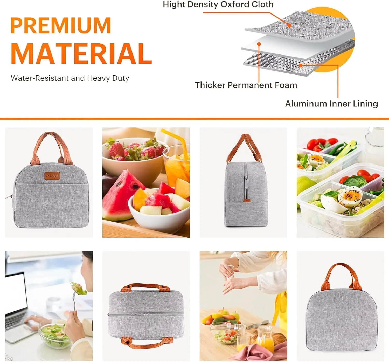 Leakproof Insulated Lunch Bag, Tote Cooler Lunch Bag for Work Travel Outdoor