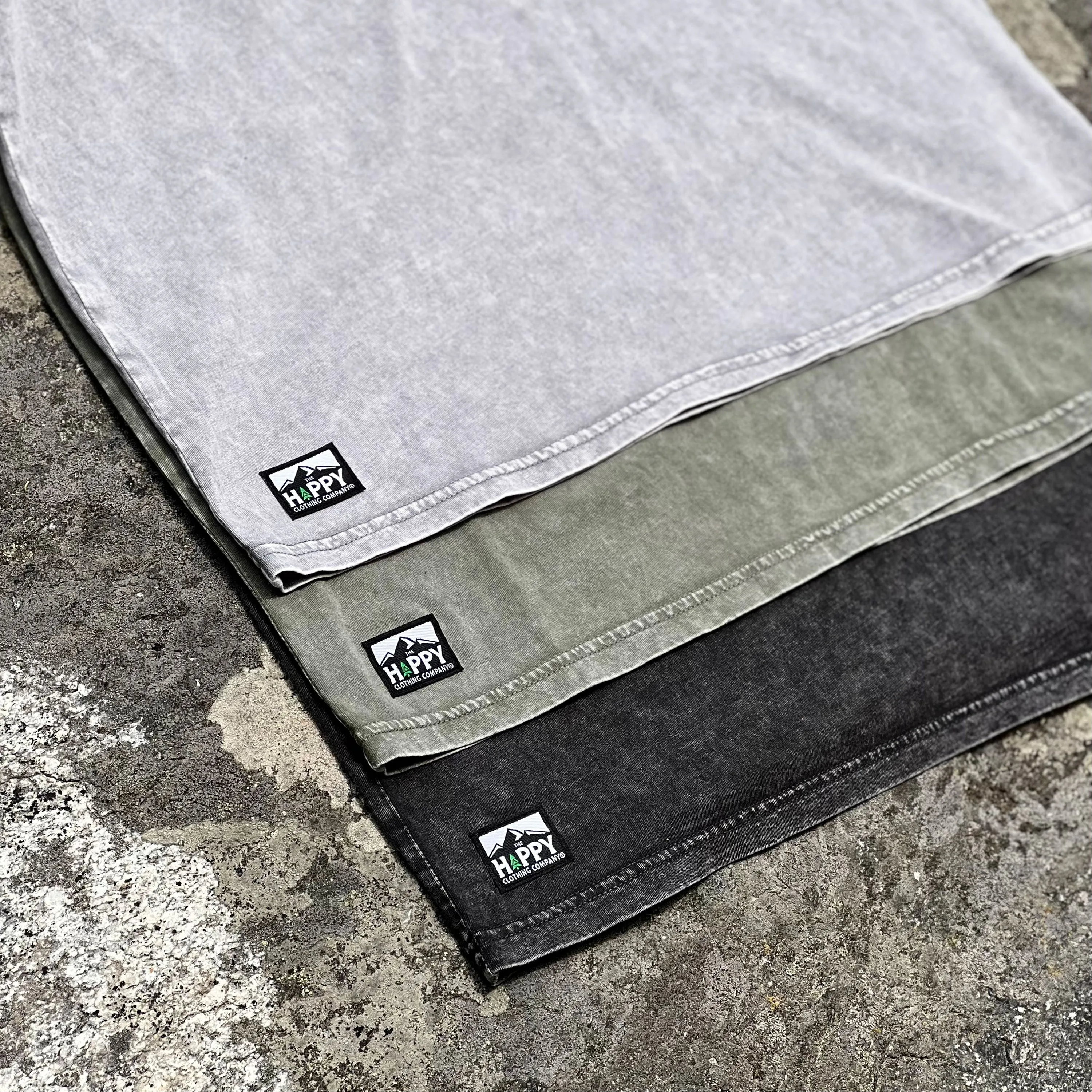 Lightweight Stone Wash Cotton Tee w/ Logo Label