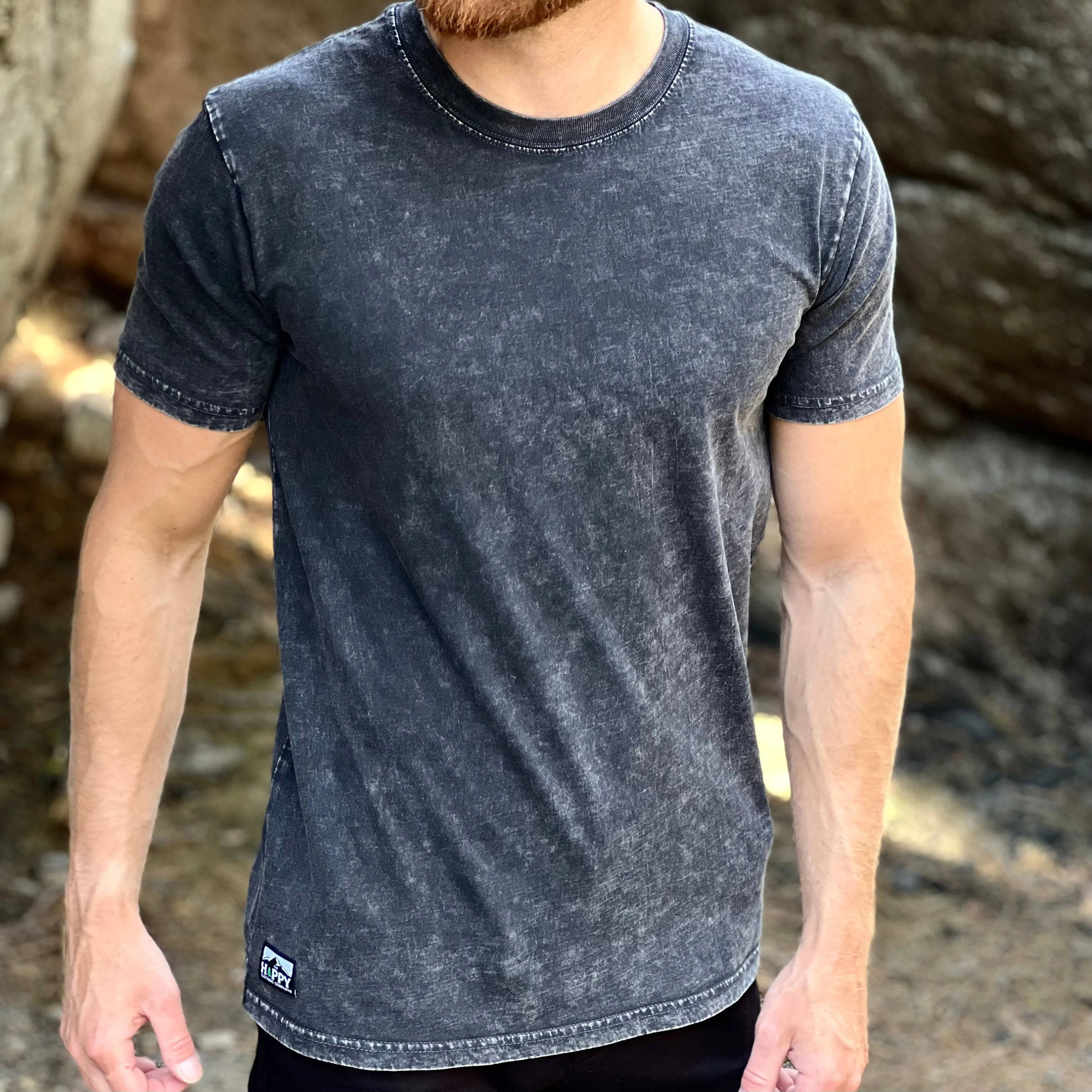 Lightweight Stone Wash Cotton Tee w/ Logo Label