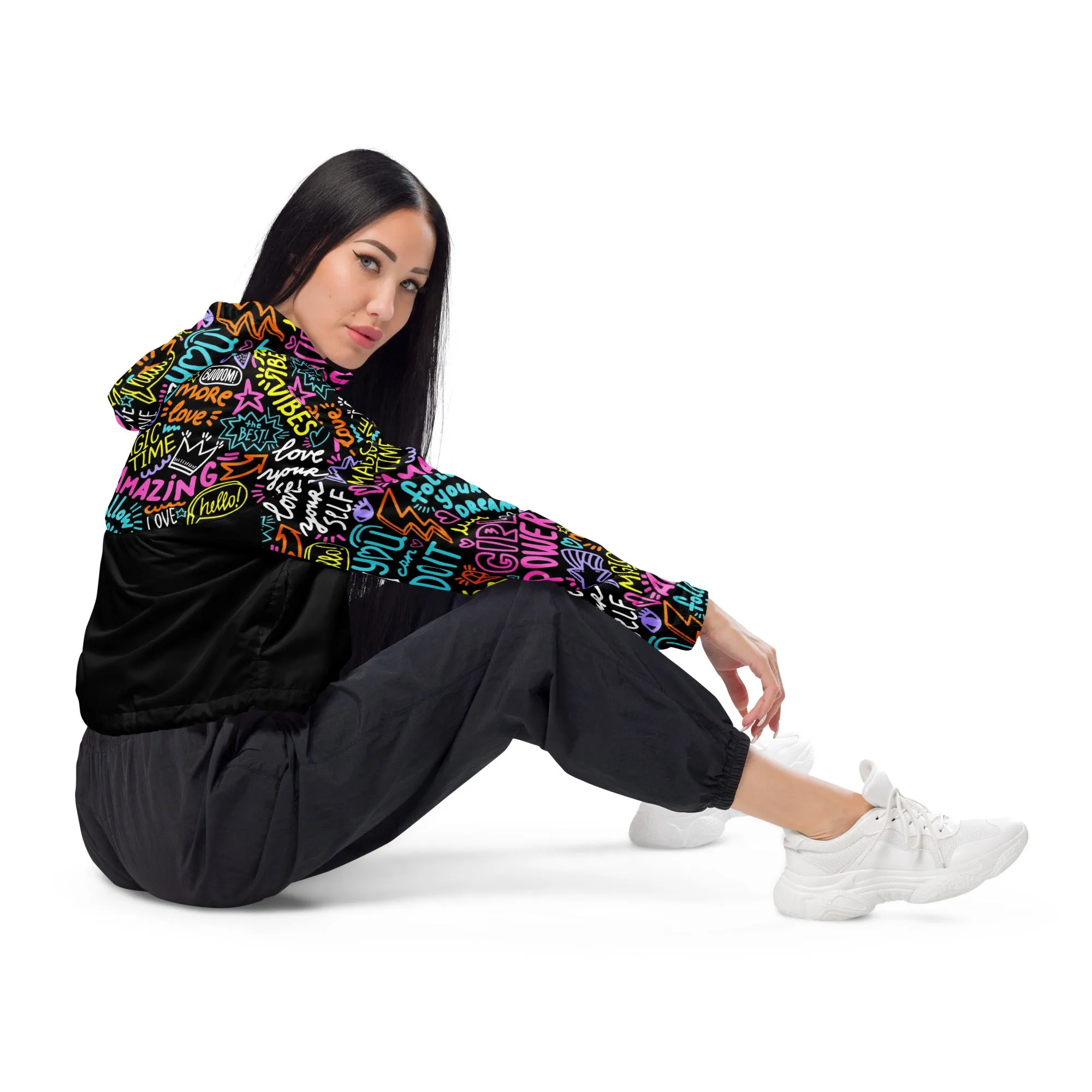Maadish | Women’s Black cropped windbreaker