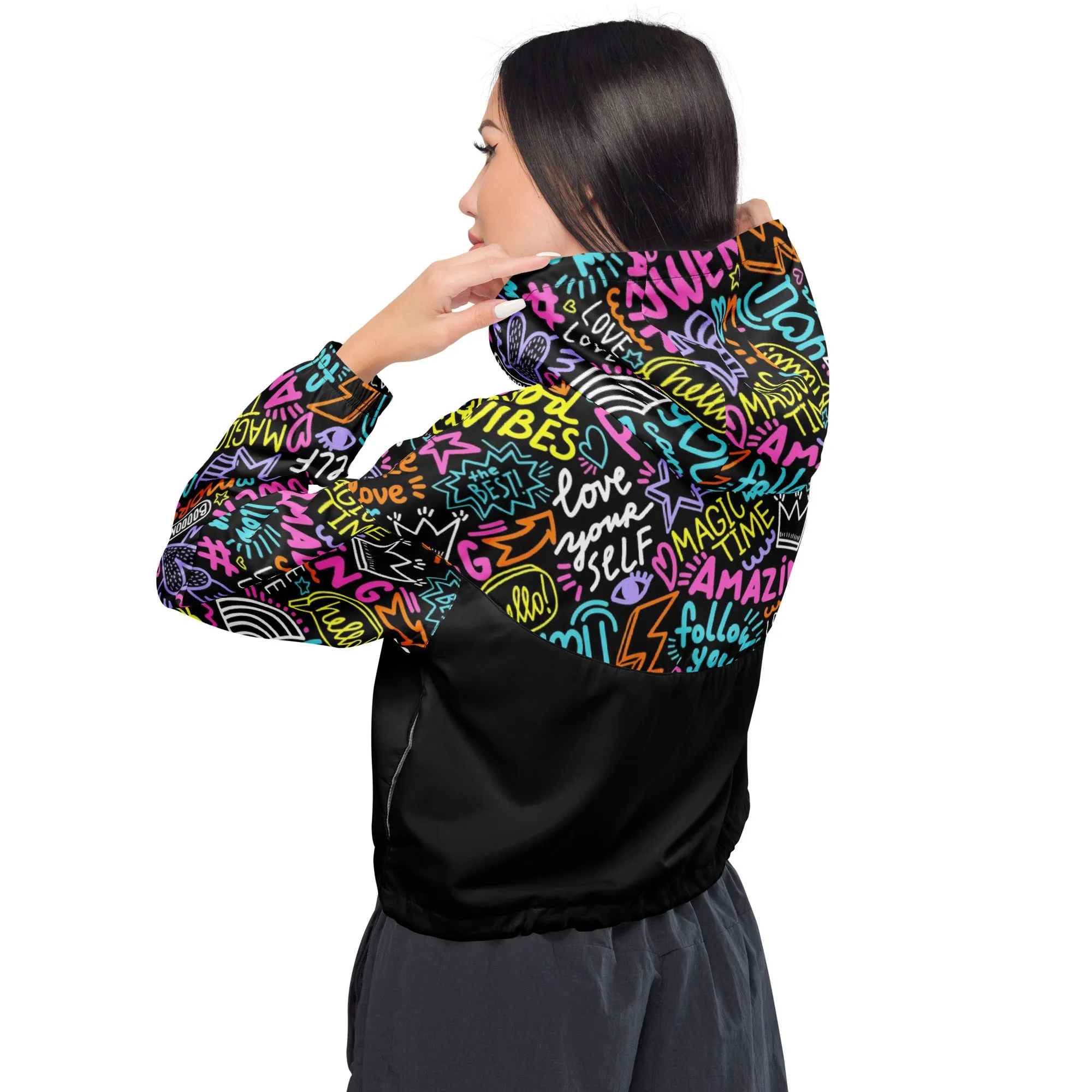 Maadish | Women’s Black cropped windbreaker