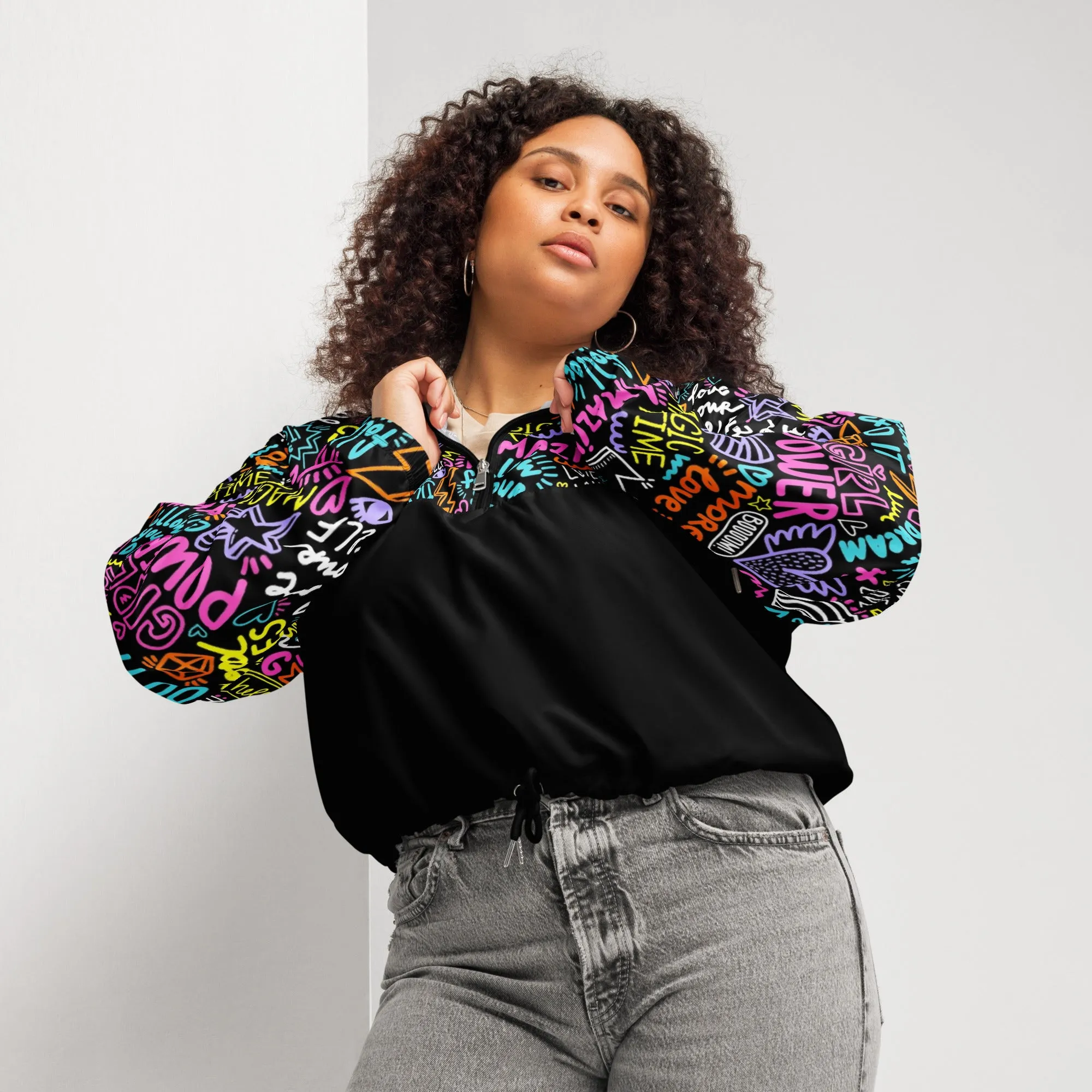 Maadish | Women’s Black cropped windbreaker