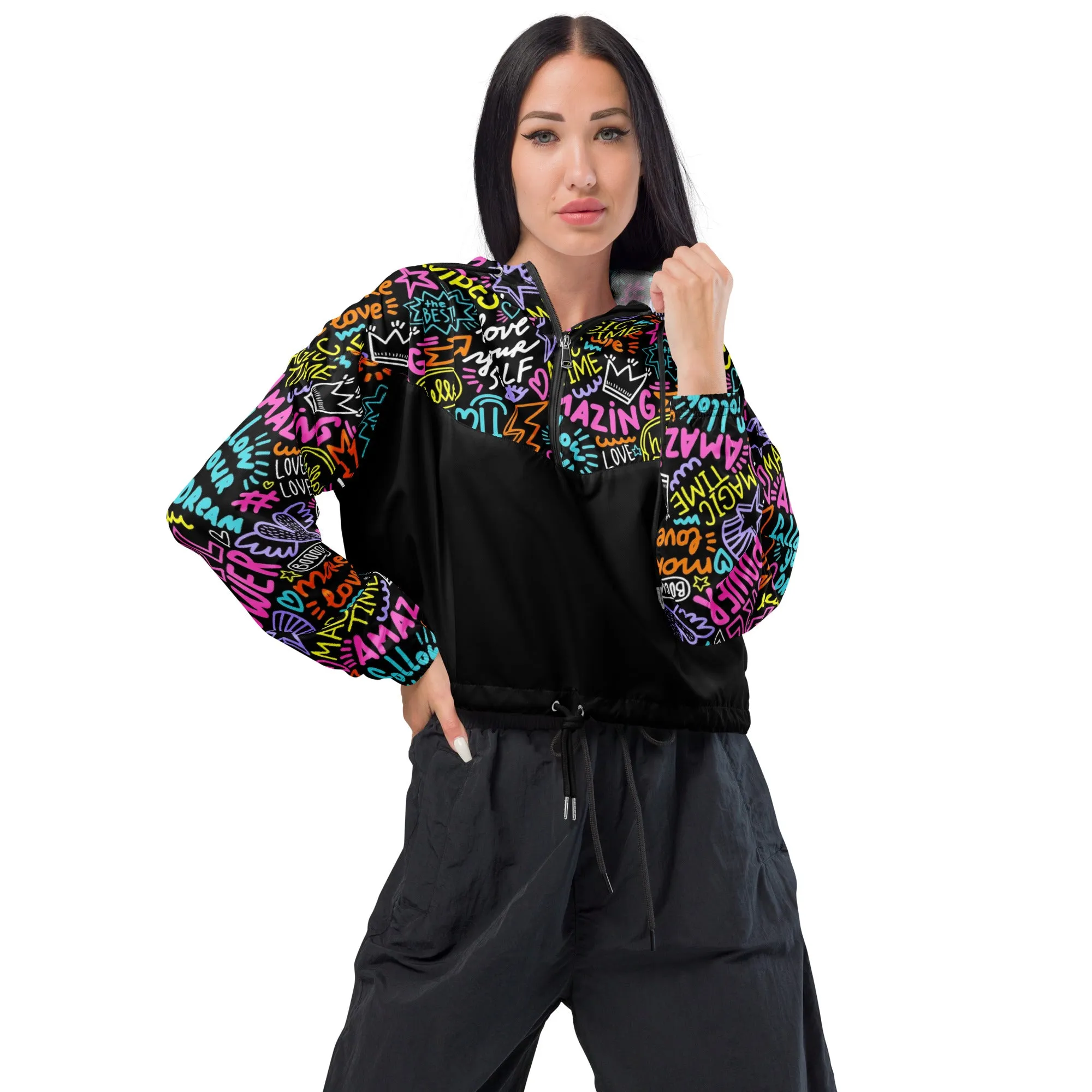 Maadish | Women’s Black cropped windbreaker