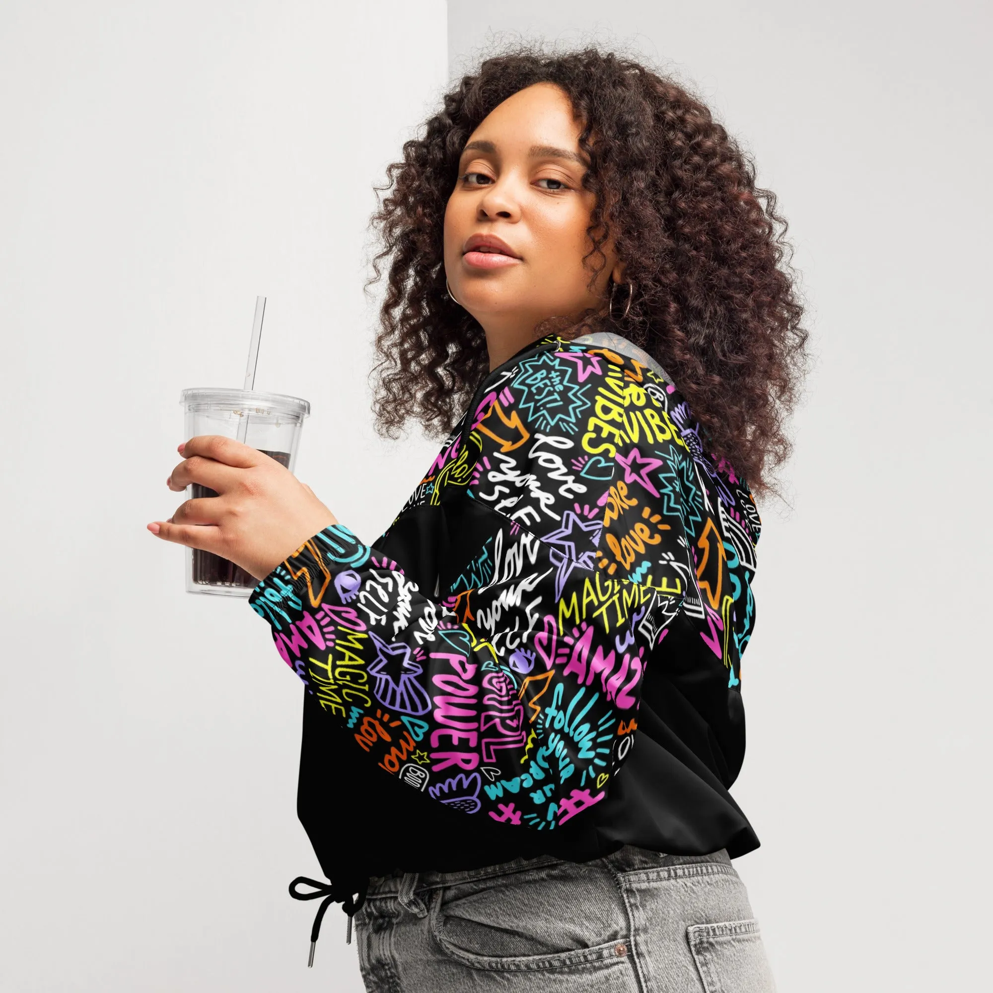 Maadish | Women’s Black cropped windbreaker