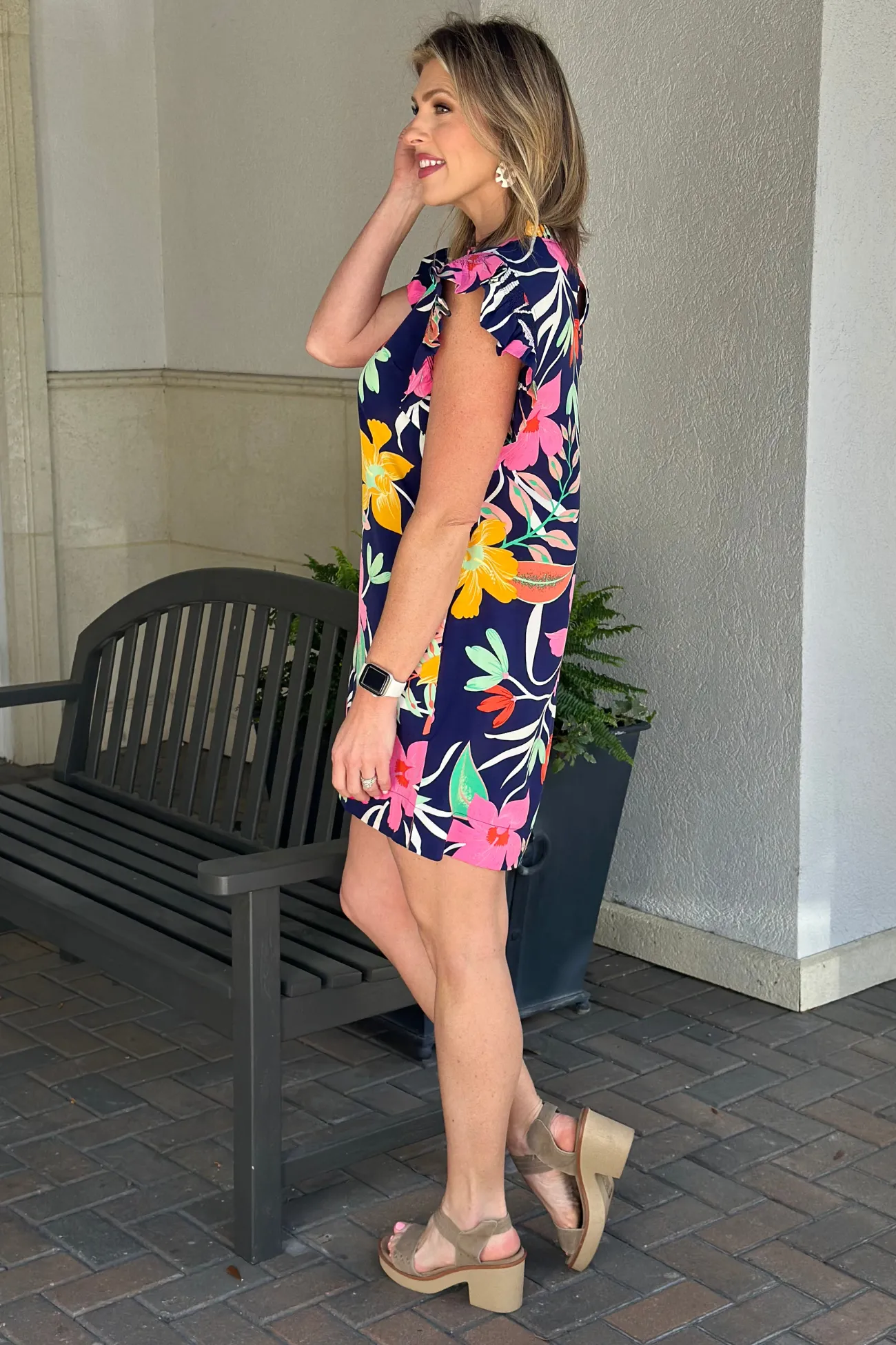Make My Day Navy Floral Dress