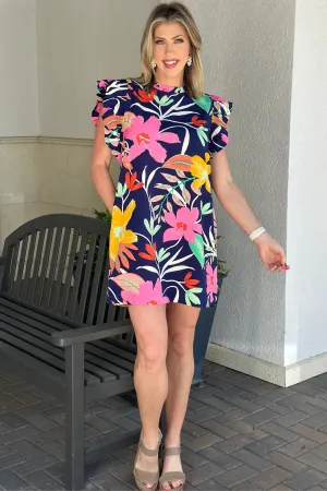 Make My Day Navy Floral Dress