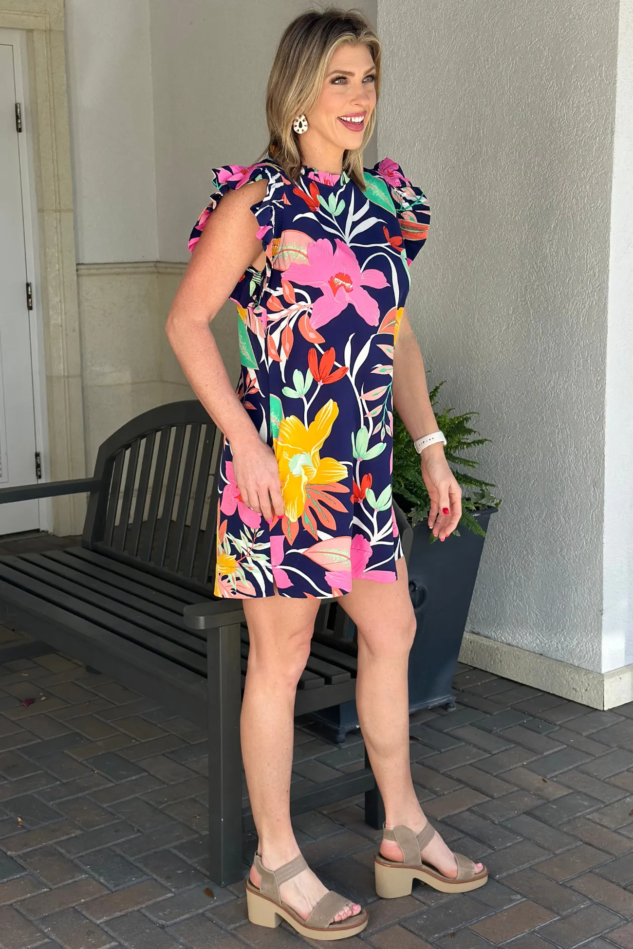 Make My Day Navy Floral Dress