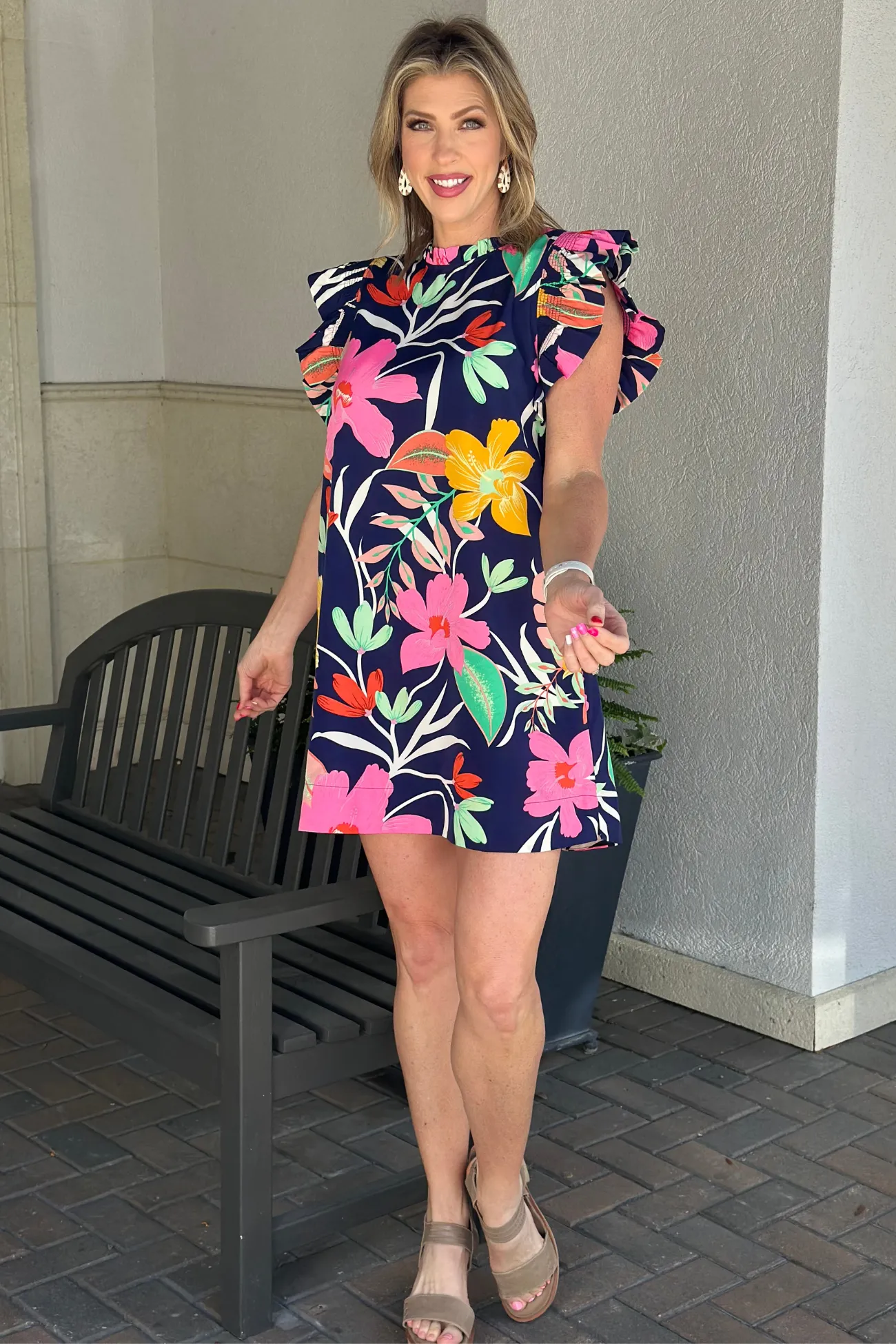 Make My Day Navy Floral Dress