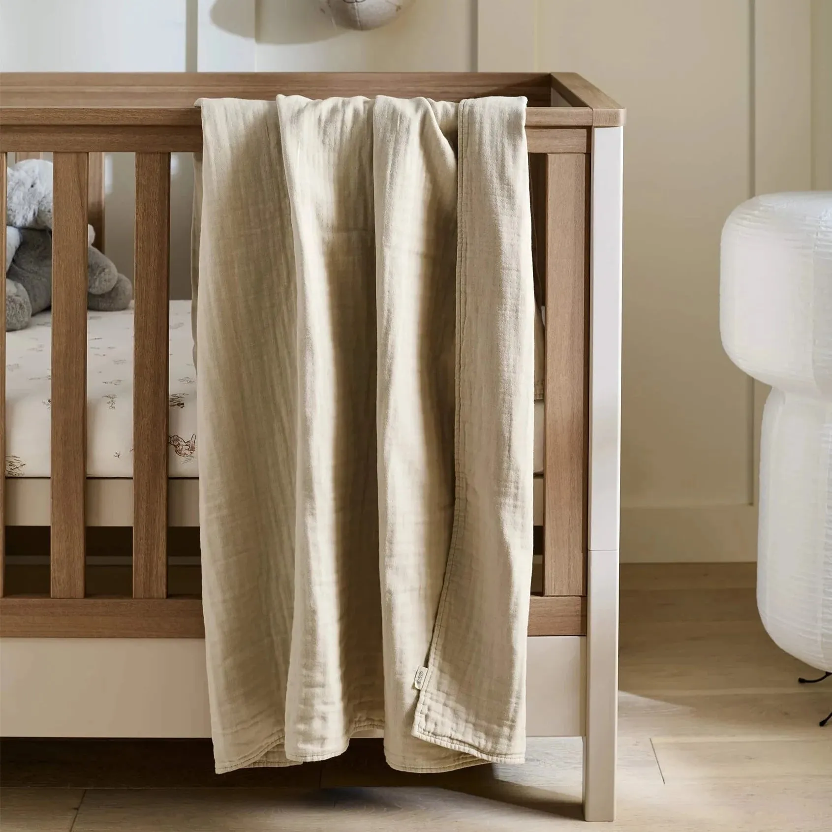 Mamas & Papas Welcome To The World Seedling Muslin Blanket - Linen