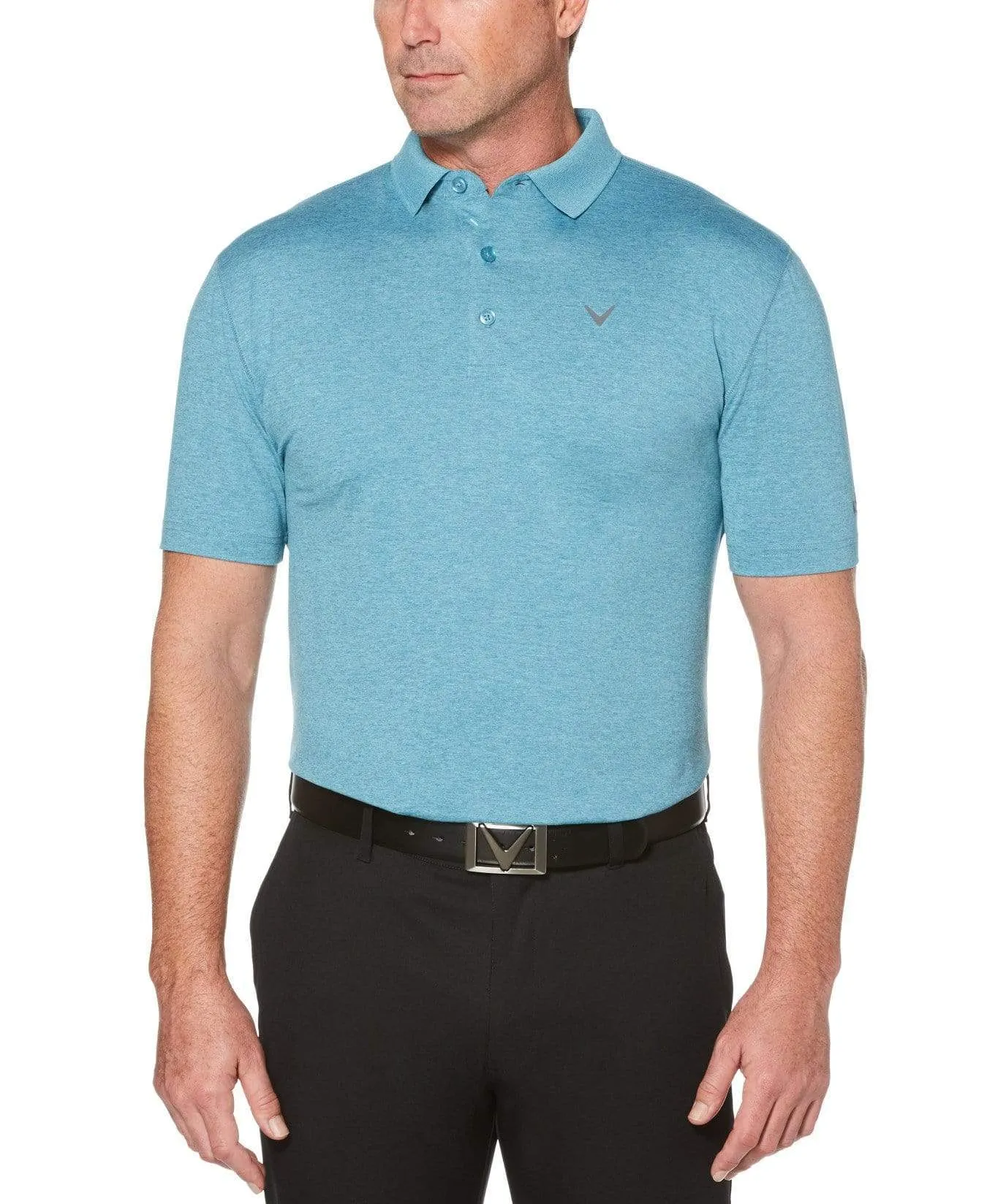 Mens Cooling Heathered Polo with Chevron