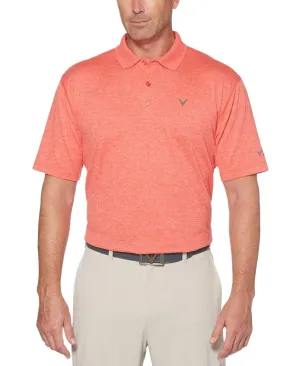 Mens Cooling Heathered Polo with Chevron