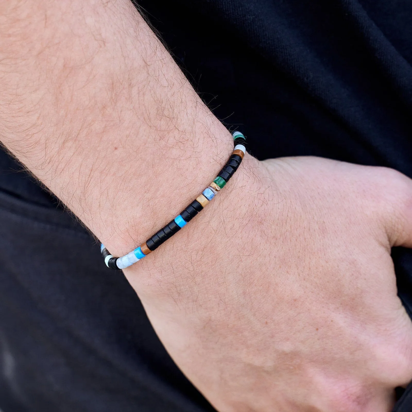 Men's Mixed Seed Bead Cord Bracelet
