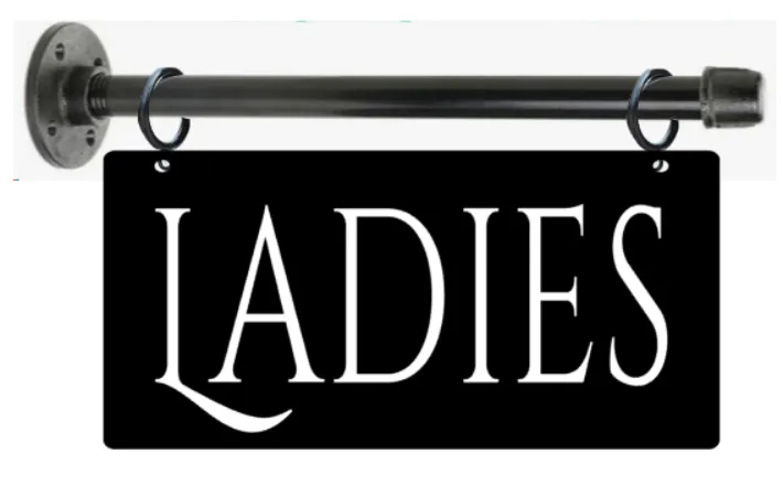 Metal Sign with Industrial Pipe Sign Bracket 2-sided