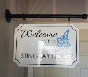 Metal Sign with Industrial Pipe Sign Bracket 2-sided