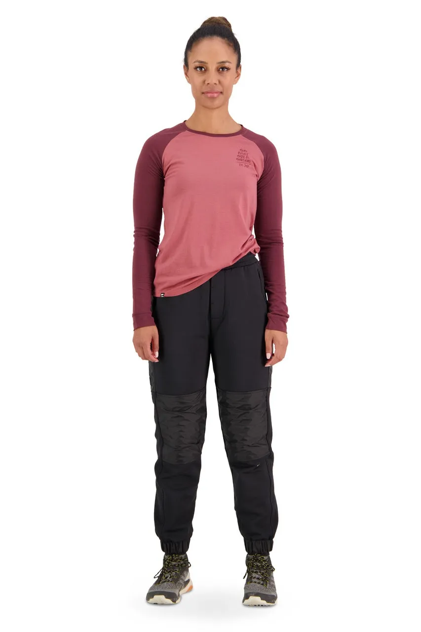 Mons Royale Icon Raglan Thermals Womens Graffiti Dark Chocolate / Terracotta